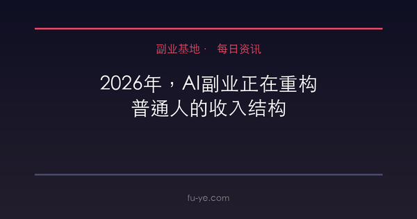 2026年，AI副业正在重构普通人的收入结构